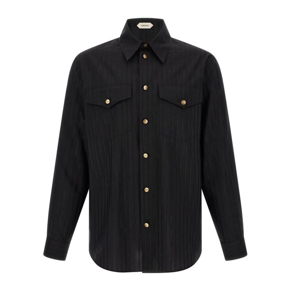 Versace Black Cotton Men's Blouse
